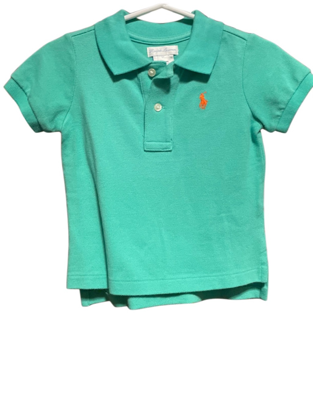 Ralph Lauren Kids Teal Polo with Orange Pony 9MO